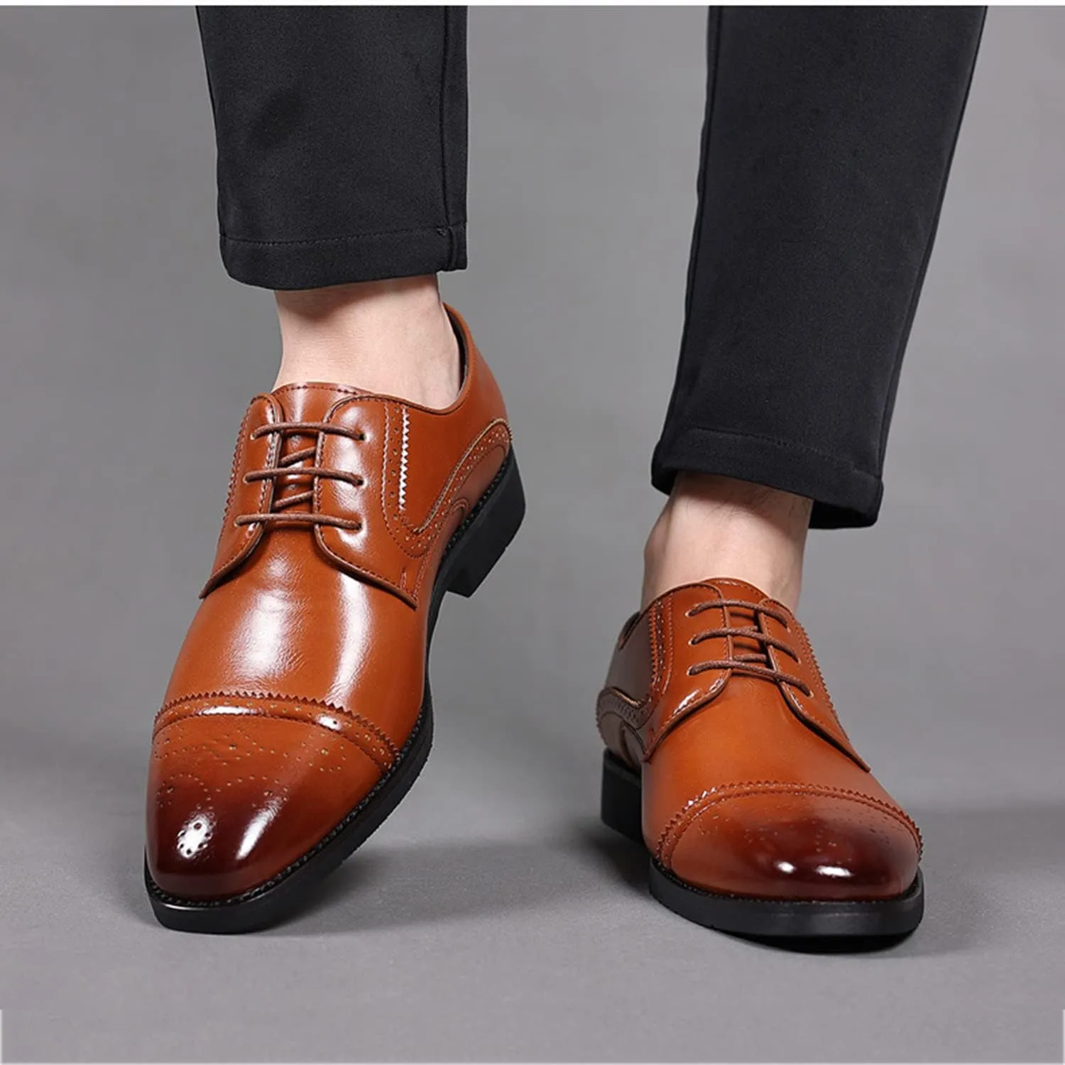 Men's Dress Shoes Lace-ups Formal Business Shoes Comfortable Brogues Derbys Oxford Shoes for Party and Wedding