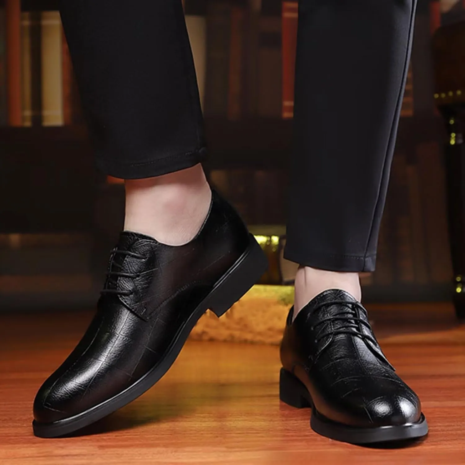 Men's Dress Shoes Leather Oxford Business Casual Formal Derby Shoe Plus Size