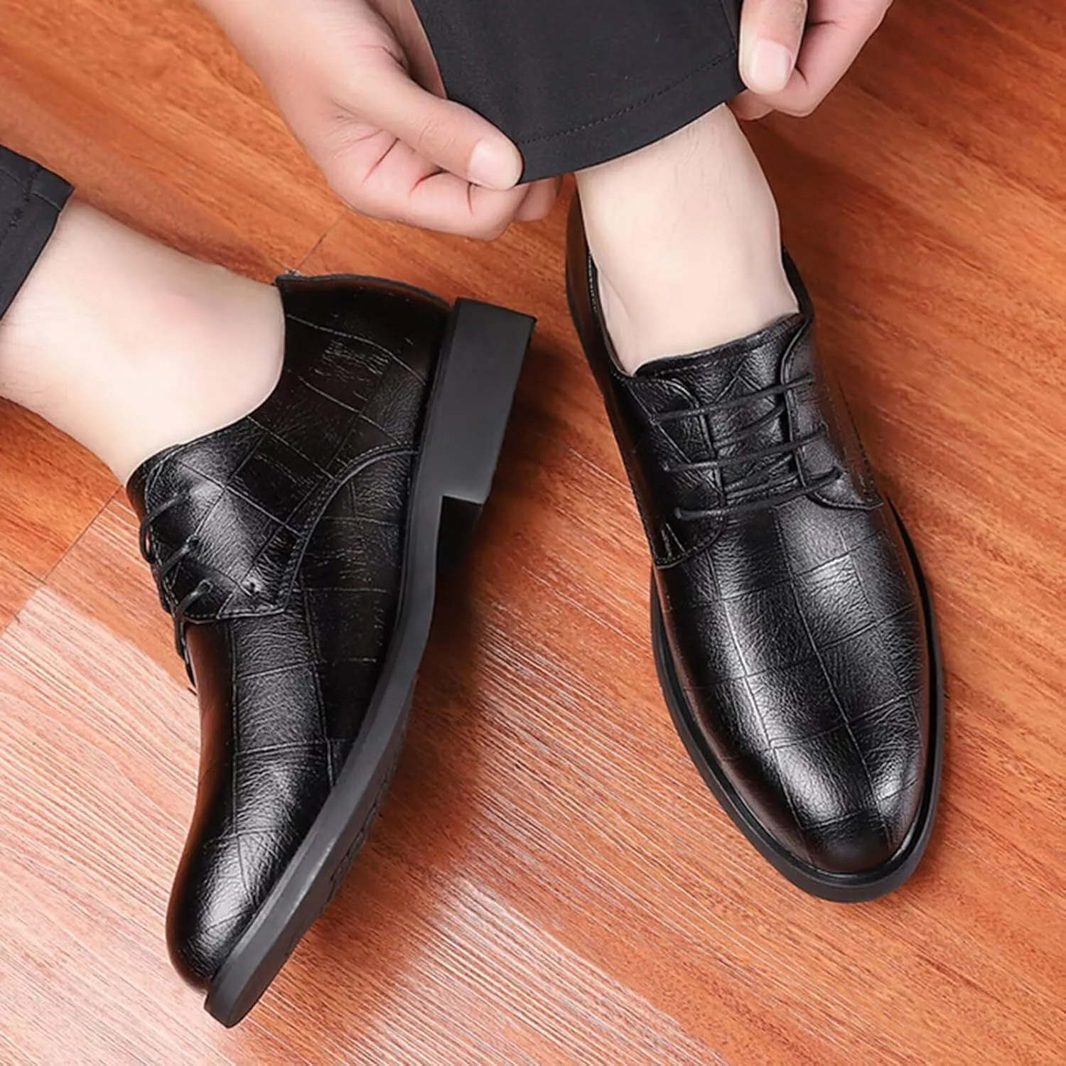 Men's Dress Shoes Leather Oxford Business Casual Formal Derby Shoe Plus Size