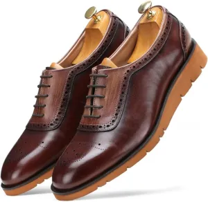Men's Dress Shoes - Lightweight Handcrafted Full Grain Leather Oxfords, Business Casual Dress Shoes, AirFlexLite Sneakers