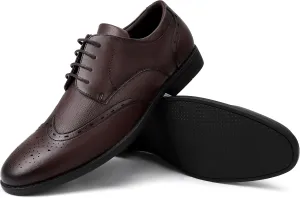 Men's Dress Shoes, Mens Oxford Shoes, Leather Stylish Lace-up Wingtip Brogues, Business Casual Formal Derby Shoe