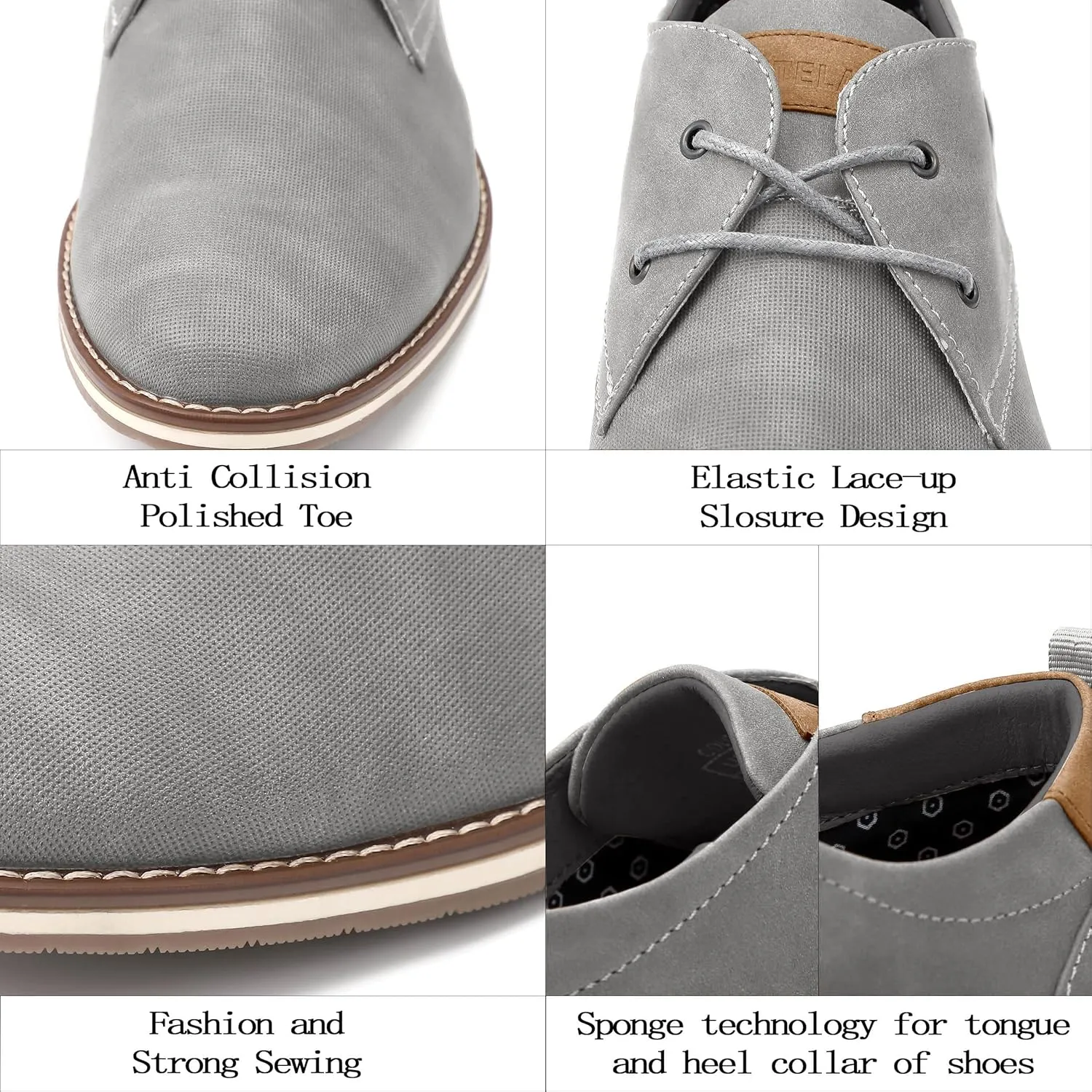 Men's Dress Shoes, Mens Oxford Shoes, Leather Stylish Lace-up Wingtip Brogues, Business Casual Formal Derby Shoe