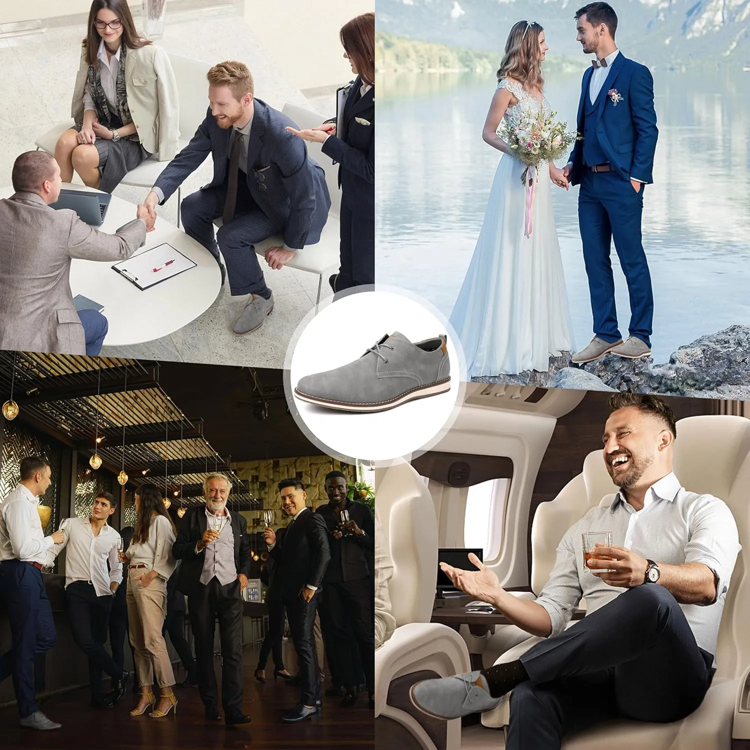Men's Dress Shoes, Mens Oxford Shoes, Leather Stylish Lace-up Wingtip Brogues, Business Casual Formal Derby Shoe