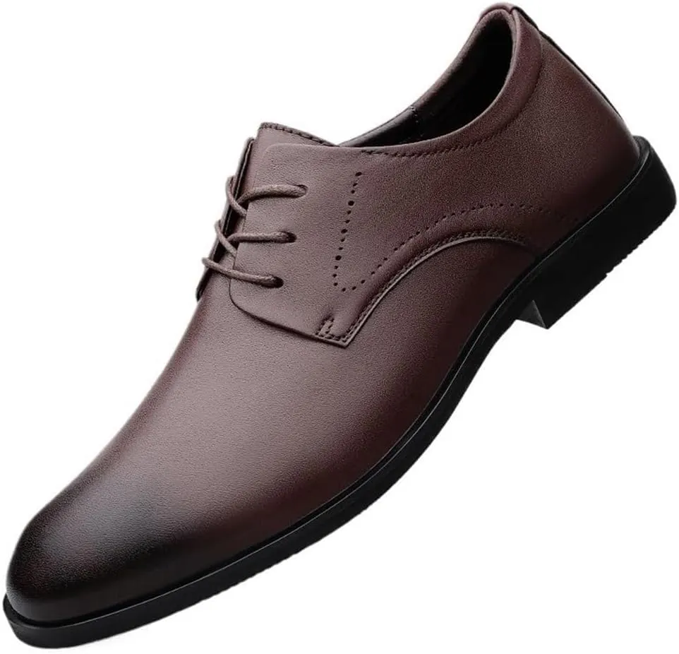 Mens Dress Sneakers All-Day Comfort Lace-up Leather Shoes Men’s Oxford Formal Shoes Leather Business Shoes(Brown,7)