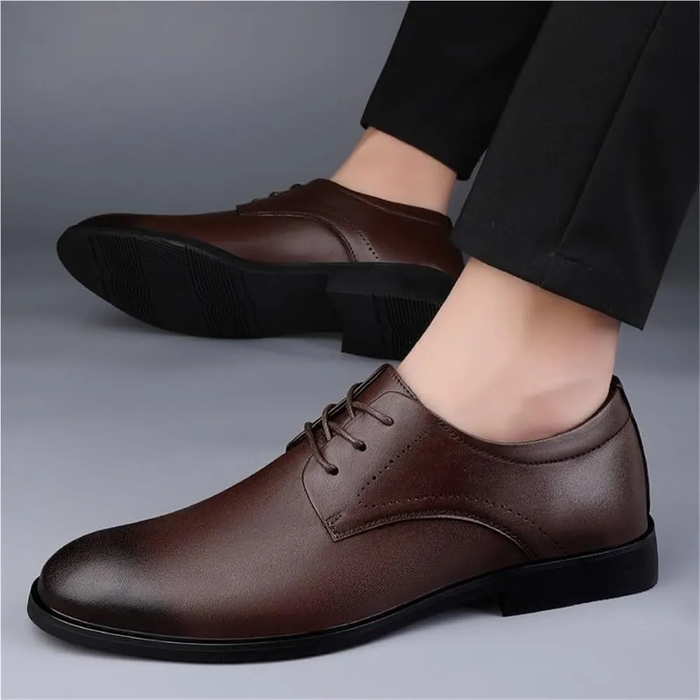 Mens Dress Sneakers All-Day Comfort Lace-up Leather Shoes Men’s Oxford Formal Shoes Leather Business Shoes(Brown,7)
