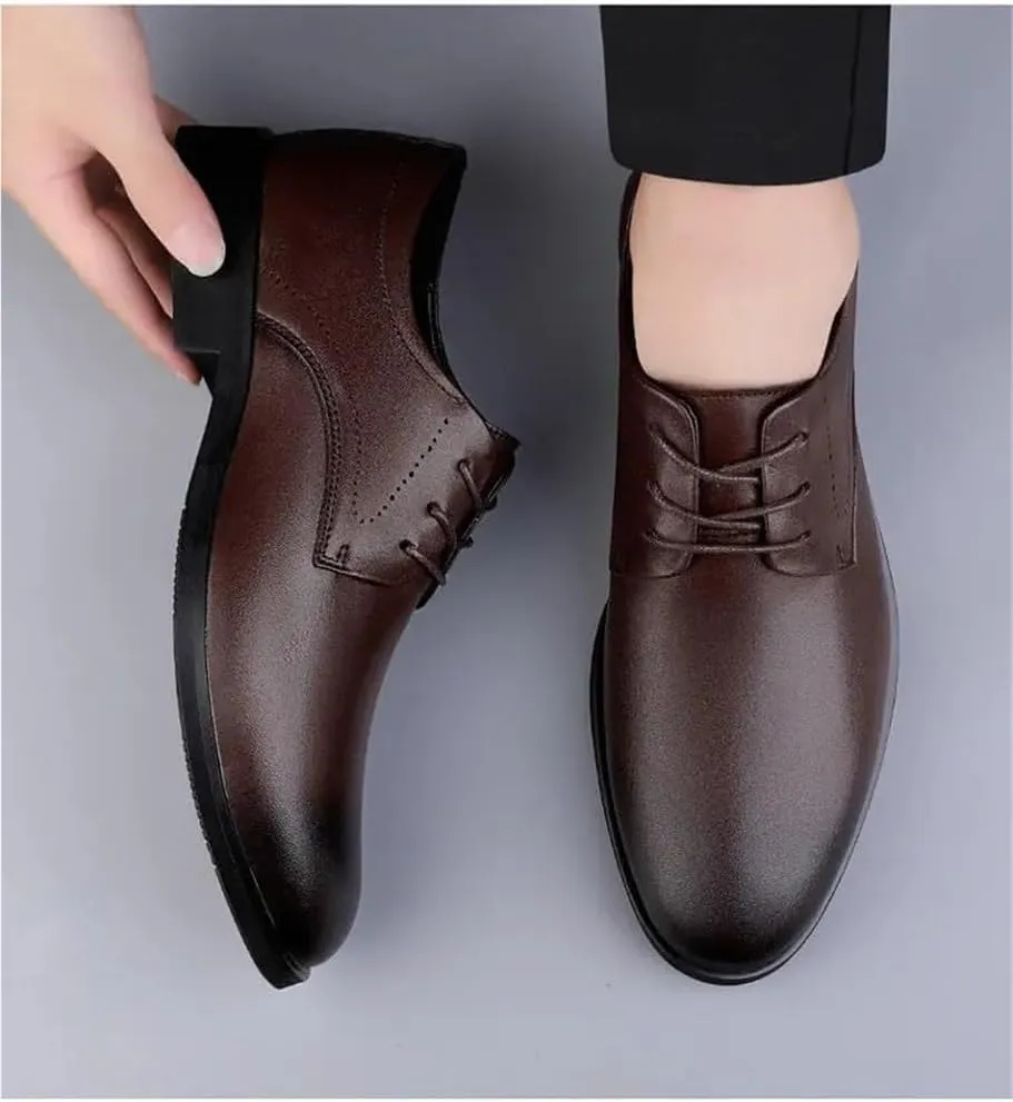 Mens Dress Sneakers All-Day Comfort Lace-up Leather Shoes Men’s Oxford Formal Shoes Leather Business Shoes(Brown,7)