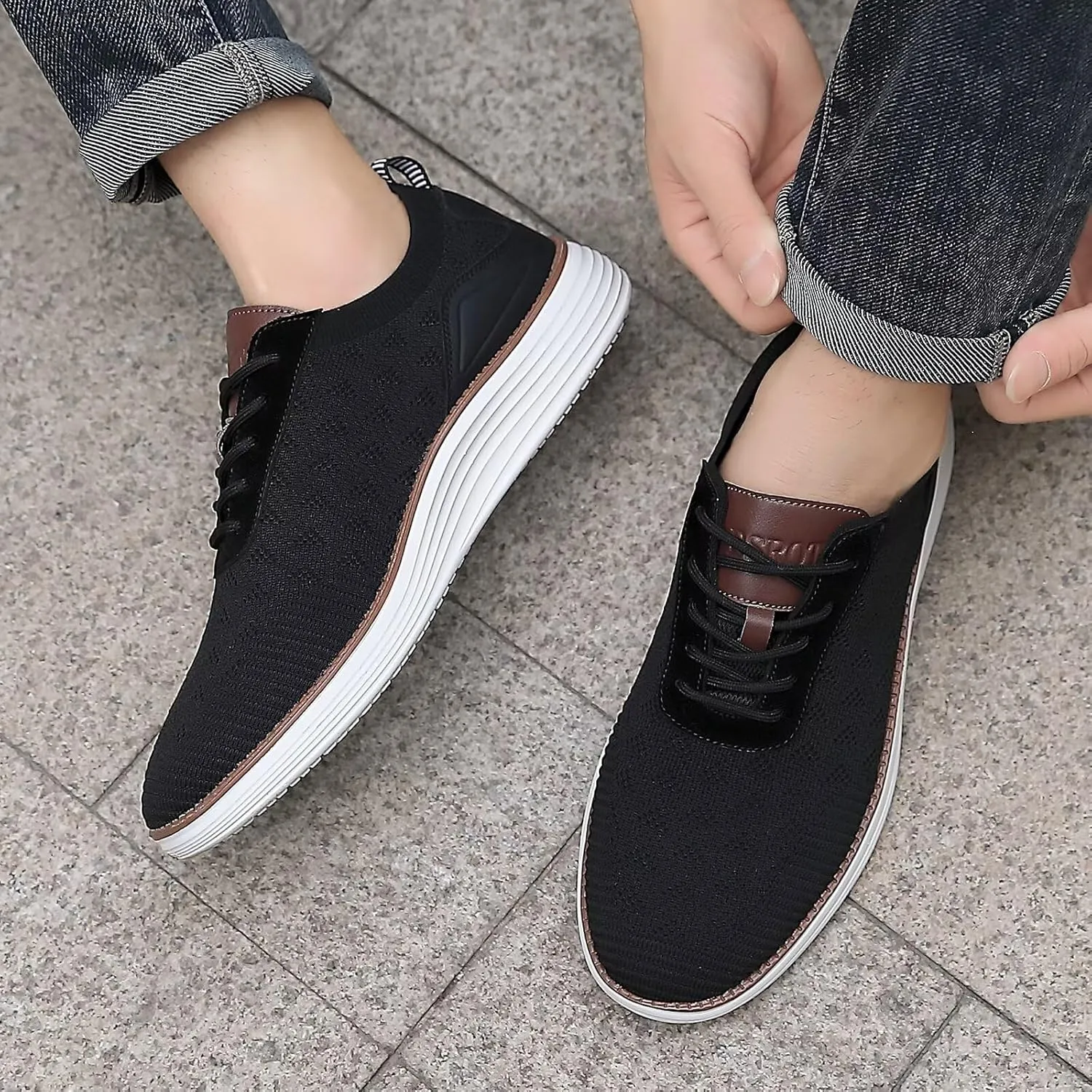 Men's Fashion Dress Sneakers Mesh Oxfords Business Casual Walking Shoes Knit Lightweight Tennis Footwear