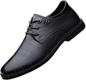 Mens Faux Patent Leather Classic Lace-up Formal Oxford Low Top Formal Business Dress Shoes Derby Shoe for Men(Black,10)