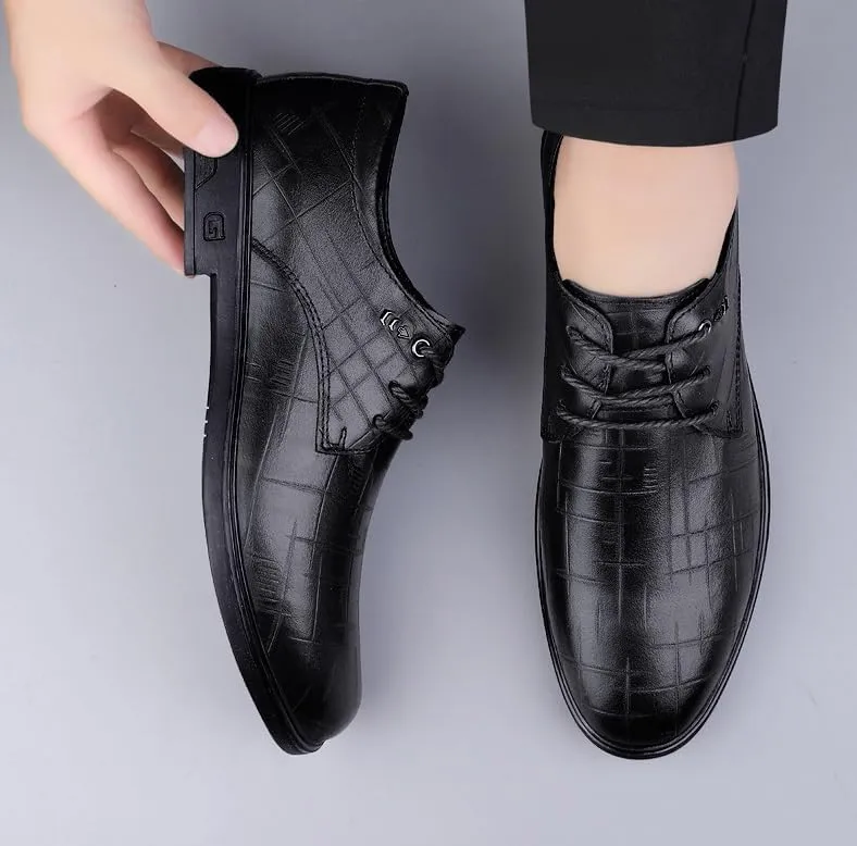 Mens Faux Patent Leather Classic Lace-up Formal Oxford Low Top Formal Business Dress Shoes Derby Shoe for Men(Black,10)