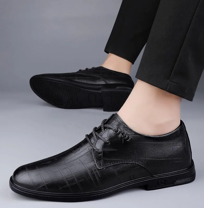 Mens Faux Patent Leather Classic Lace-up Formal Oxford Low Top Formal Business Dress Shoes Derby Shoe for Men(Black,10)