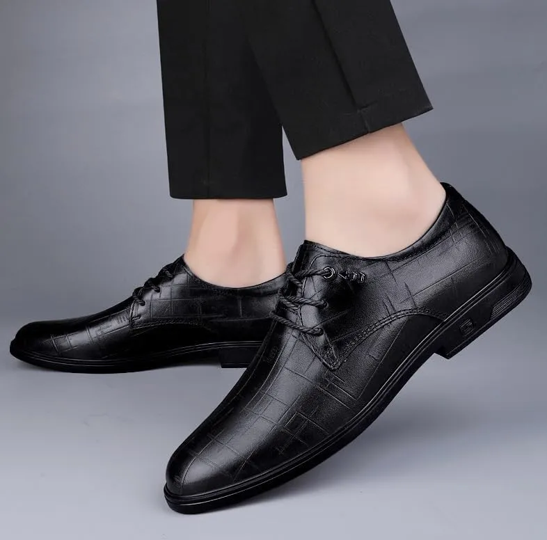 Mens Faux Patent Leather Classic Lace-up Formal Oxford Low Top Formal Business Dress Shoes Derby Shoe for Men(Black,10)
