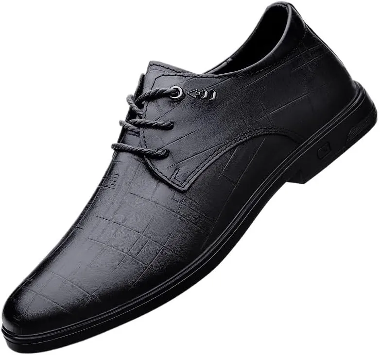 Mens Faux Patent Leather Classic Lace-up Formal Oxford Low Top Formal Business Dress Shoes Derby Shoe for Men(Black,10)