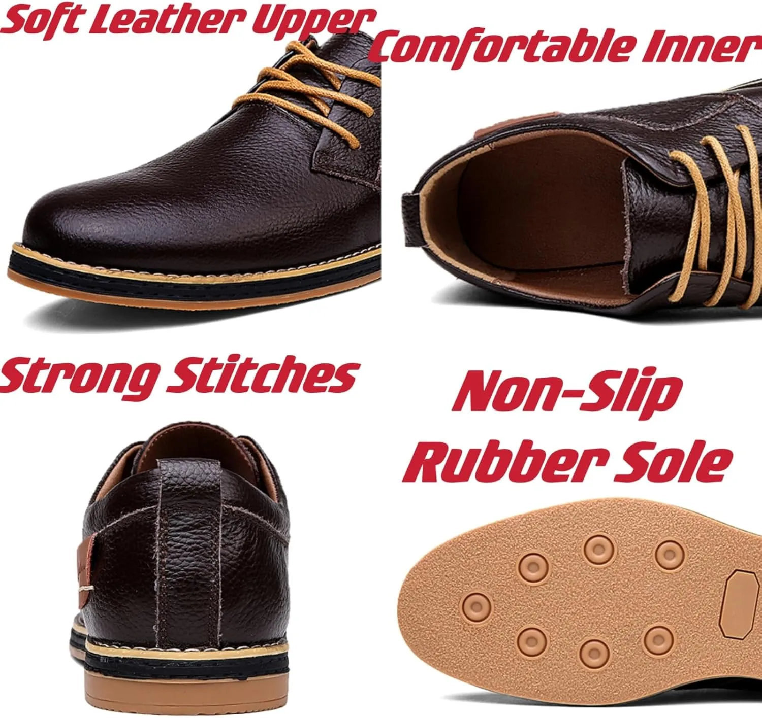 Mens Genuine Leather Lace Up Oxfords Classic Wing Tips Dress Shoes Casual Luxury Business Work Office Retro Derby Shoes