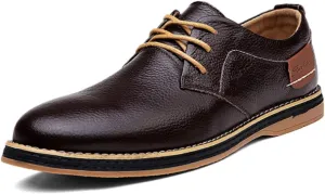 Mens Genuine Leather Lace Up Oxfords Classic Wing Tips Dress Shoes Casual Luxury Business Work Office Retro Derby Shoes