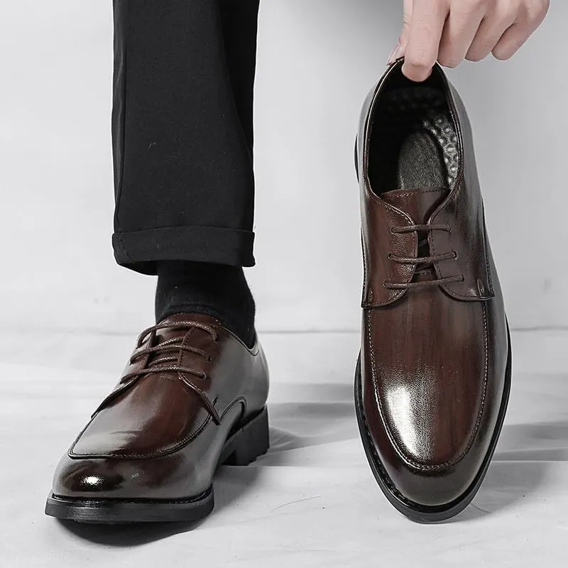 Men's Genuine Leather Oxford Shoes Lightweight Formal Leather Dress Shoes Business Casual Derby Shoe for Men