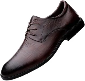 Men's Genuine Leather Oxford Shoes Lightweight Formal Leather Shoes Fashion Dress Sneakers Business Casual Derby Shoe for Men(Brown,9)