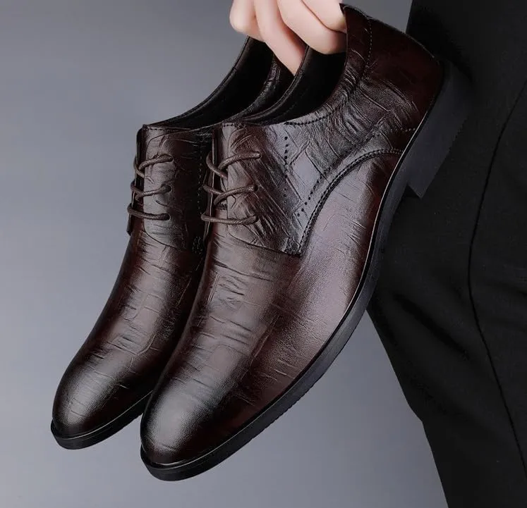 Men's Genuine Leather Oxford Shoes Lightweight Formal Leather Shoes Fashion Dress Sneakers Business Casual Derby Shoe for Men(Brown,9)