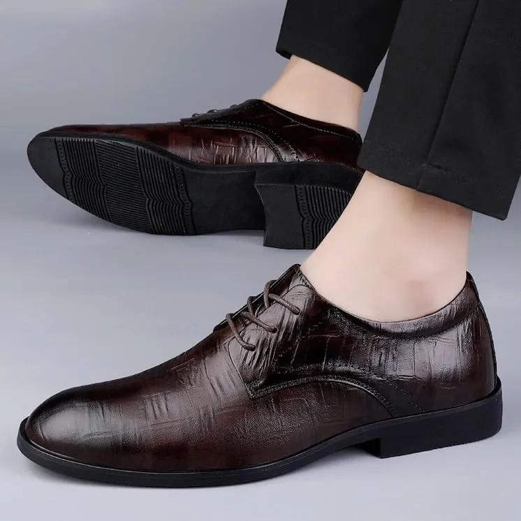 Men's Genuine Leather Oxford Shoes Lightweight Formal Leather Shoes Fashion Dress Sneakers Business Casual Derby Shoe for Men(Brown,9)
