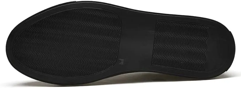 Men's Genuine Leather Sneakers, Casual Flat Skateboarding Shoes, Black, Large Sizes