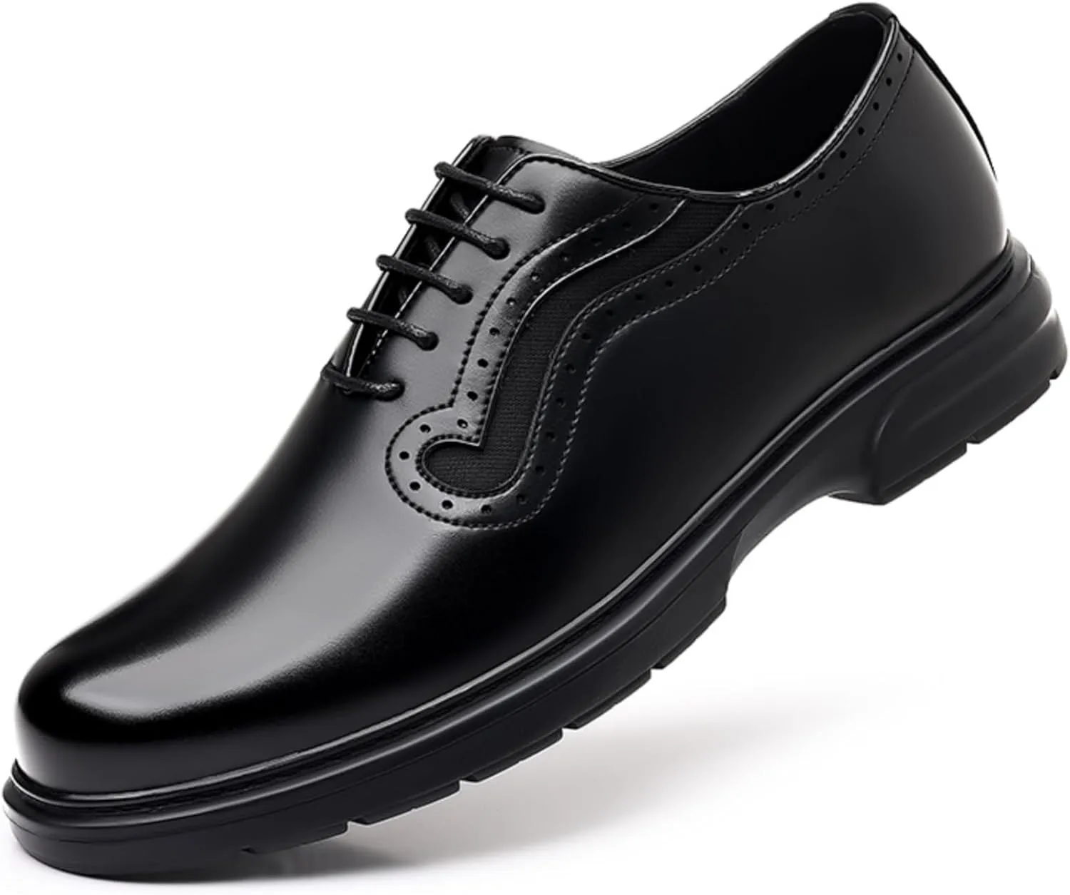 Mens Genuine Leather Wingtip Brogue Lace Up Dress Oxford Shoes Lightweight Non Slip Derby Shoes for Formal Business Wedding