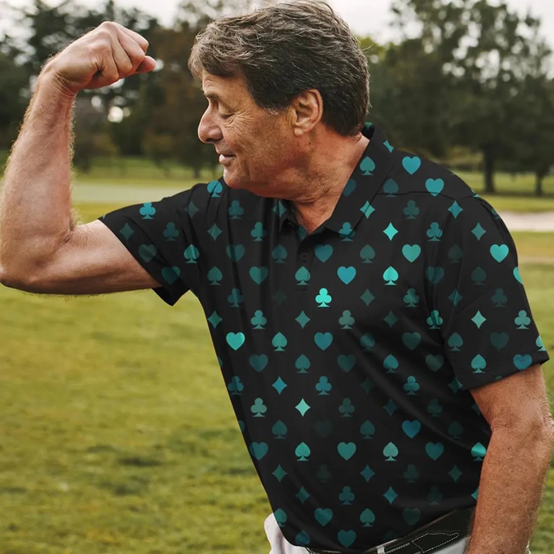 Mens Golf Shirt Print Polo Shirts for Men Performance Polo Quick-Dry 011