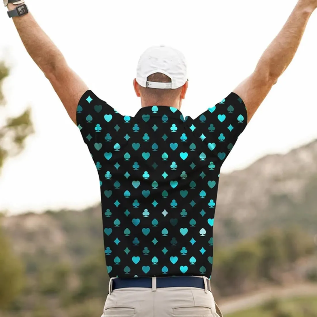 Mens Golf Shirt Print Polo Shirts for Men Performance Polo Quick-Dry 011