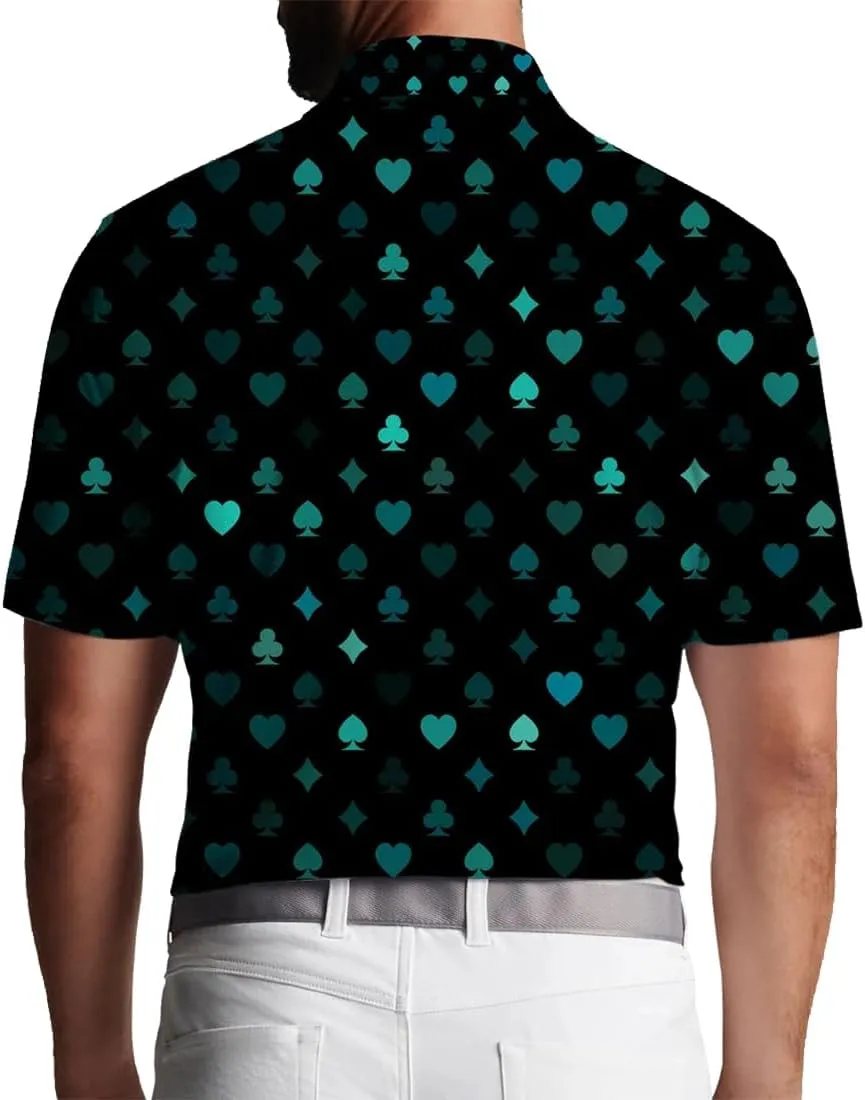 Mens Golf Shirt Print Polo Shirts for Men Performance Polo Quick-Dry 011