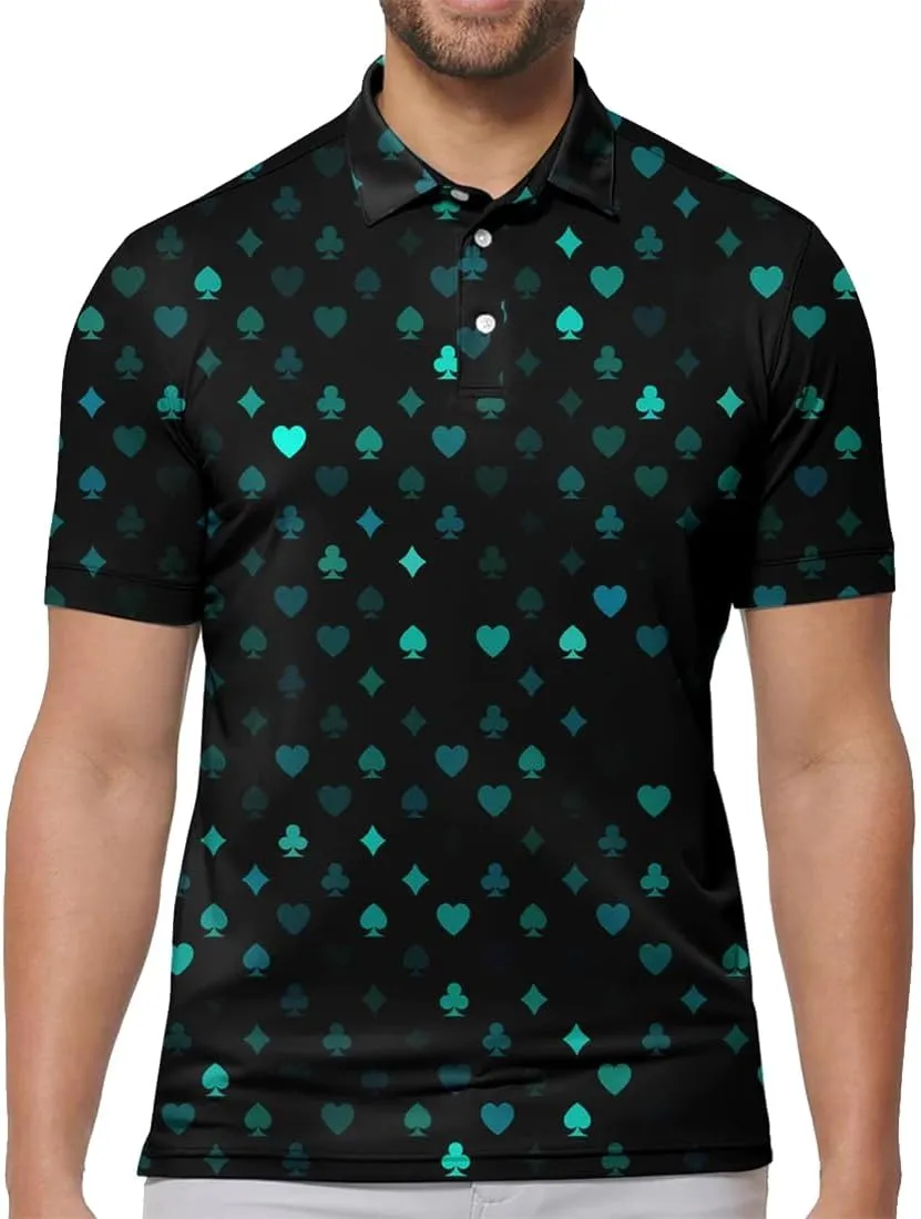 Mens Golf Shirt Print Polo Shirts for Men Performance Polo Quick-Dry 011