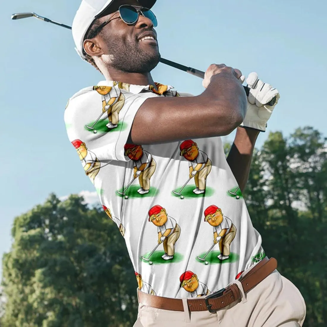 Mens Golf Shirt Print Polo Shirts for Men Performance Polo Quick-Dry