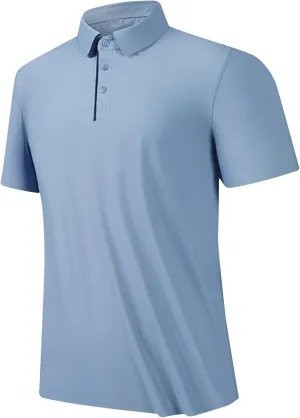 Mens Golf Shirts Short Sleeve Moisture Wicking Collared Shirt Business Casual Plain Tee Shirt Lightweight Big and Tall