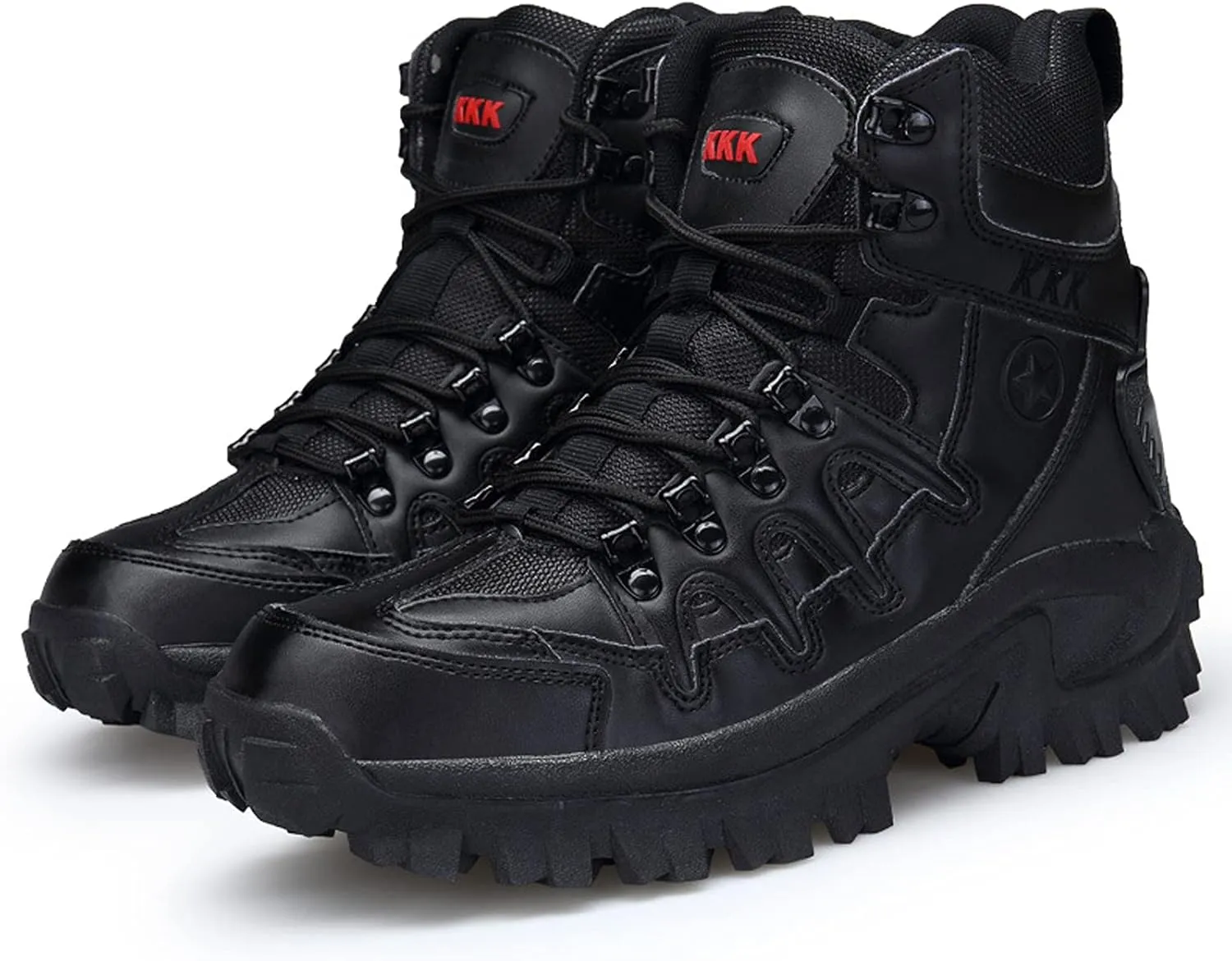 Mens Hiking Boots Waterproof Lace up Camping ​Boots Non-Slip Outdoor Travelling Backpacking Shoes for Trekking Walking-Black||EU38/US6.5