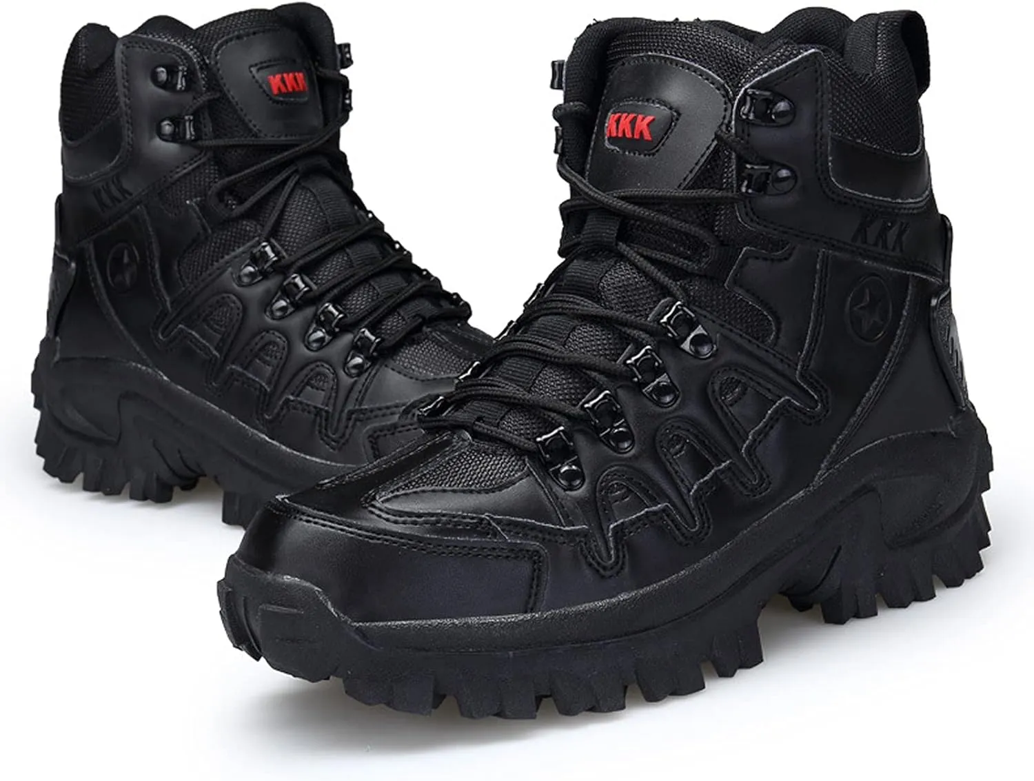 Mens Hiking Boots Waterproof Lace up Camping ​Boots Non-Slip Outdoor Travelling Backpacking Shoes for Trekking Walking-Black||EU38/US6.5