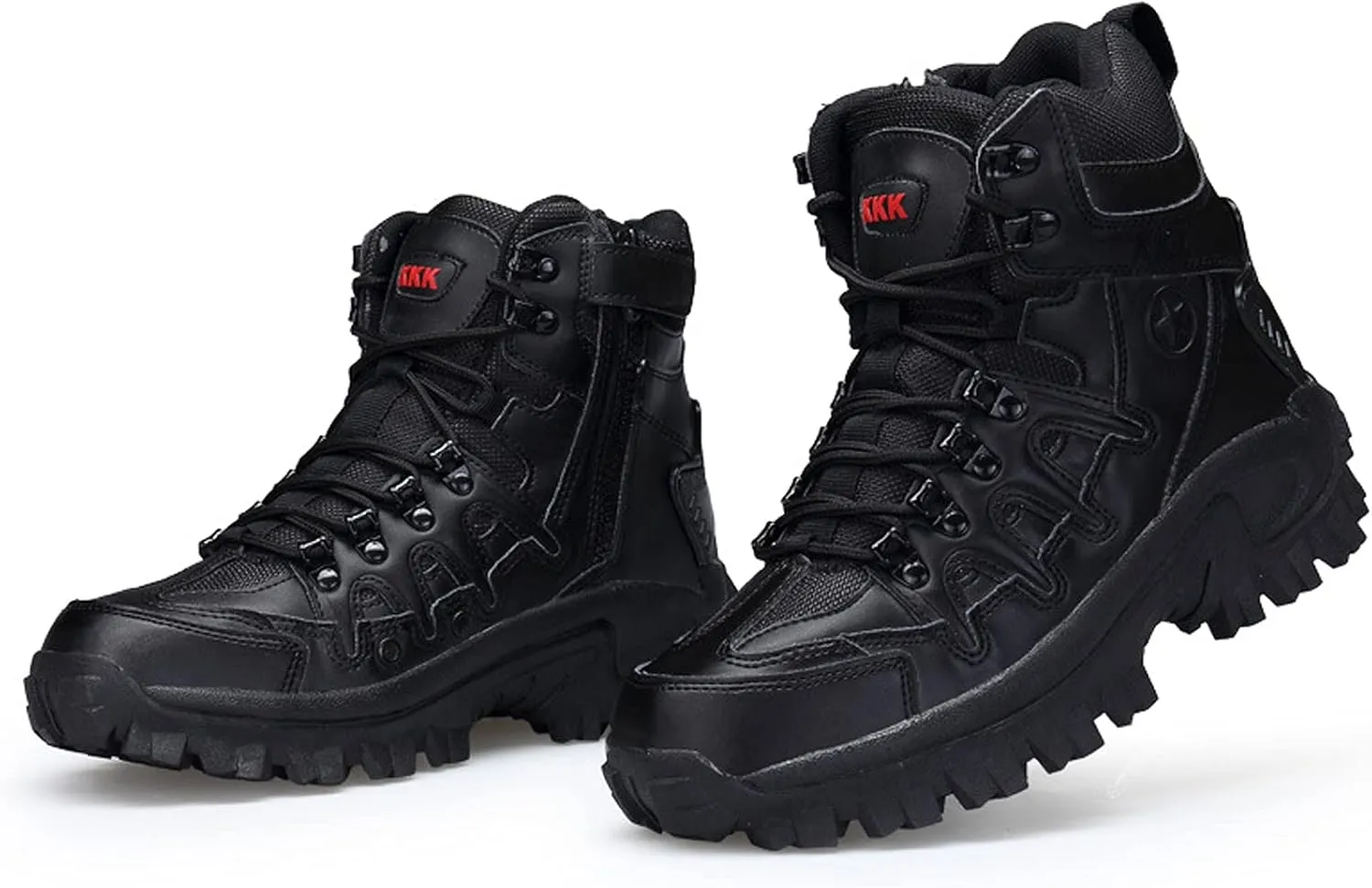 Mens Hiking Boots Waterproof Lace up Camping ​Boots Non-Slip Outdoor Travelling Backpacking Shoes for Trekking Walking-Black||EU38/US6.5