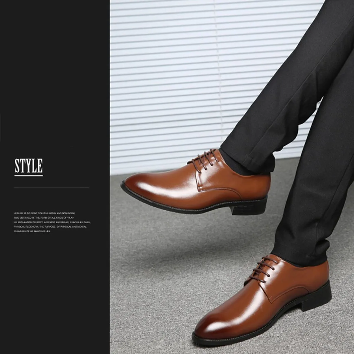 Men's Lace Up Formal Oxford Dress Shoes with Non-Slip Rubber Sole Comfortable Business Derby Shoes