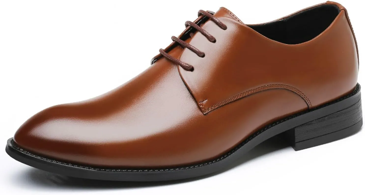 Men's Lace Up Formal Oxford Dress Shoes with Non-Slip Rubber Sole Comfortable Business Derby Shoes