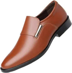 Mens Leather Dress Shoes Men's Casual Retro Wedding Business Formal Oxfords Shoes Casual Comfortable Slip on Loafer