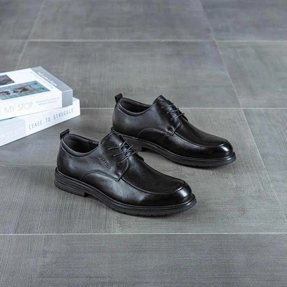 Men's Leather Oxfords Formal Business Office Derby Shoes Daily Non-Slip Soft Sole Casual Shoes