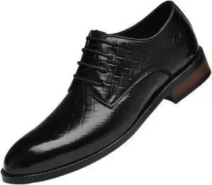 Men's Leather Oxfords Summer Lace Up Fashion Casual Classic Dress Shoes Pointed-Toe Business Loafers Shoes for Men