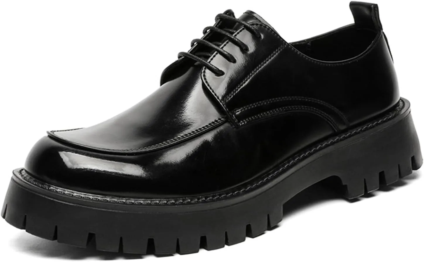 Men's Leather Platform Formal Derby Shoes Luxury Round Toe Lug Sole Lace Up Dress Shoes Casual Work Office Business Oxfords