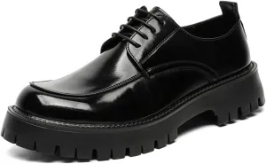 Men's Leather Platform Formal Derby Shoes Luxury Round Toe Lug Sole Lace Up Dress Shoes Casual Work Office Business Oxfords