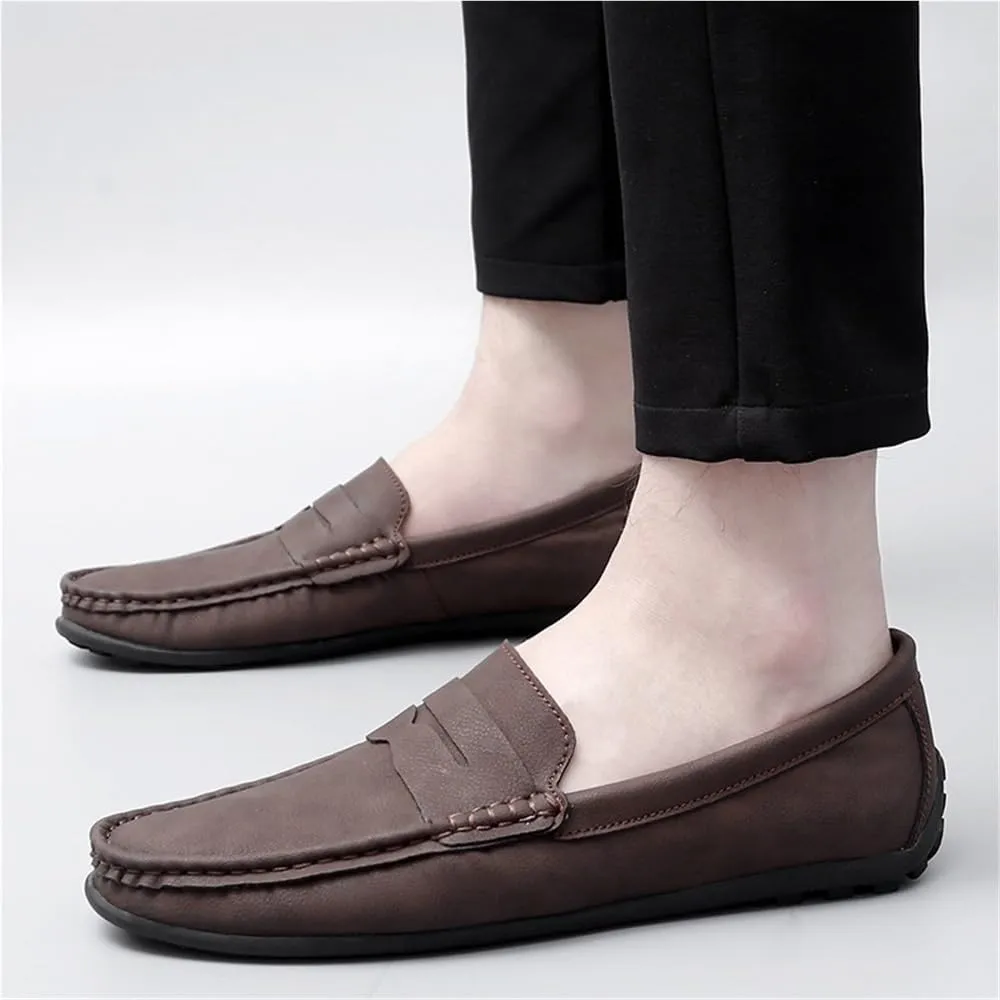 Men's Loafers Shoes Vegan Leather Driving Loafers Solid Color Slip Resistant Flat Heel Flexible Walking Classic Slip-ons