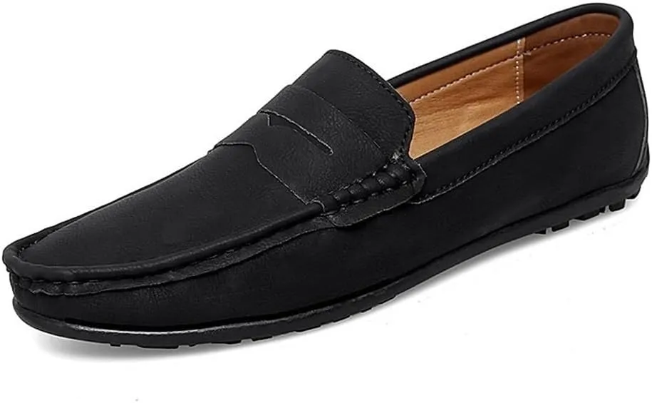 Men's Loafers Shoes Vegan Leather Driving Loafers Solid Color Slip Resistant Flat Heel Flexible Walking Classic Slip-ons