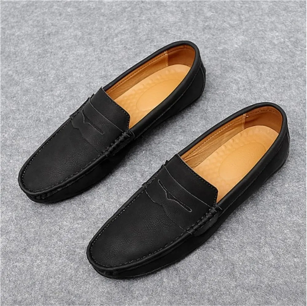 Men's Loafers Shoes Vegan Leather Driving Loafers Solid Color Slip Resistant Flat Heel Flexible Walking Classic Slip-ons