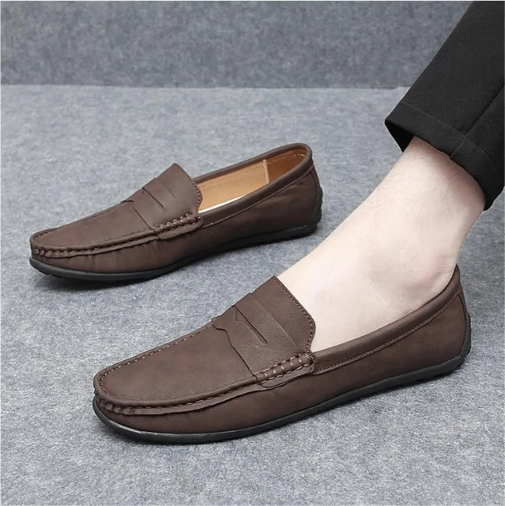 Men's Loafers Shoes Vegan Leather Driving Loafers Solid Color Slip Resistant Flat Heel Flexible Walking Classic Slip-ons