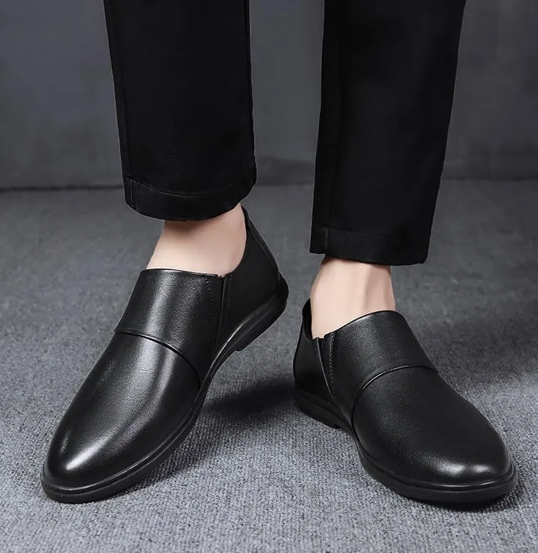 Men's Low Top Formal Business Oxford Shoes Retro Pointed Chunky Heel Non-Slip Dress Shoes Casual Derby Shoe for Men