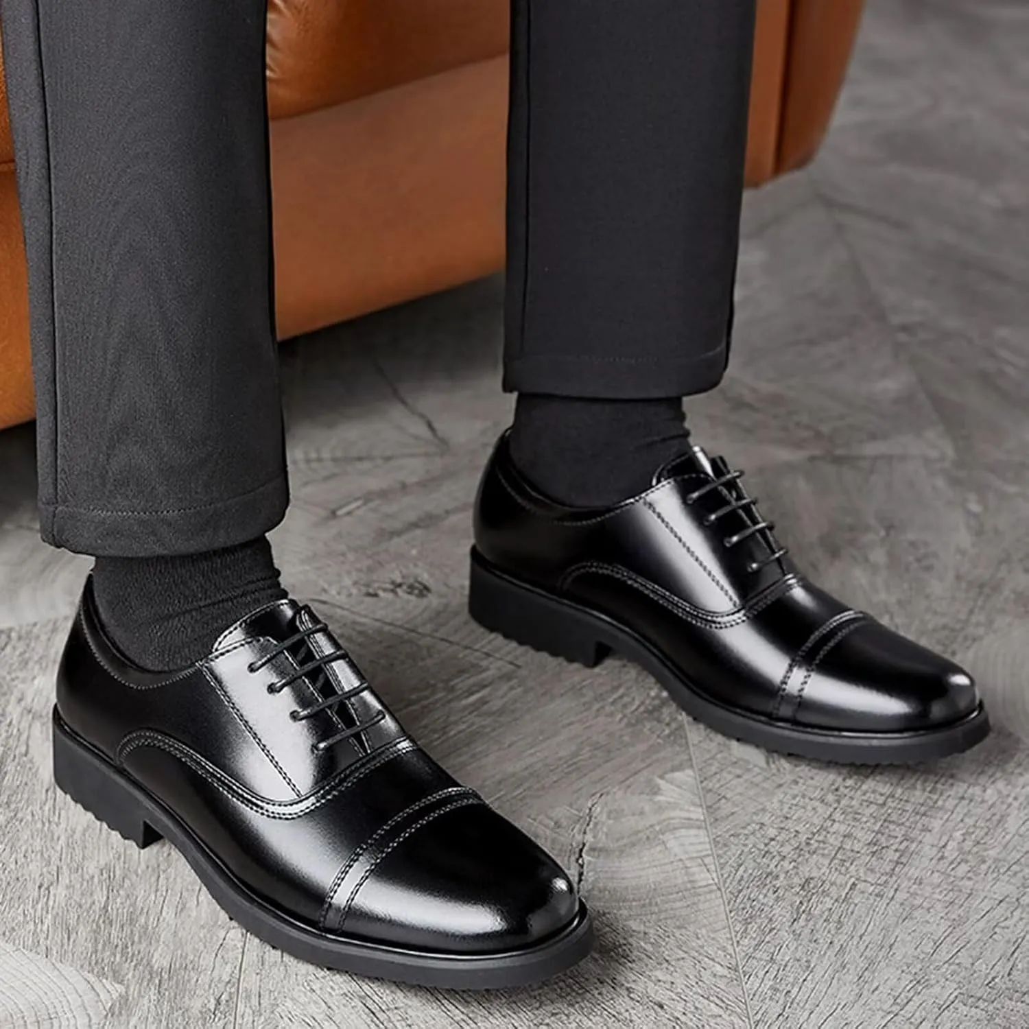 Men's Oxfords Classic Dress Lace Up Shoes Leather Business Casual Wedding Formal Derby Shoes