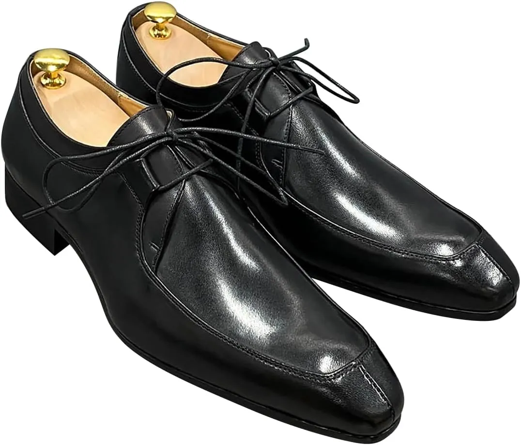 Mens Oxfords Formal Dress Genuine Leather Handmade Casual Derby Wedding Tuxedo Fashion Walking Shoes for Men