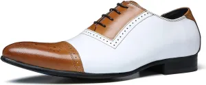 Men's Oxfords Formal Dress Genuine Leather Two Tone Wingtip Derby Comfortable Modern Fashion Casual Business Wedding Prom Shoes for Men
