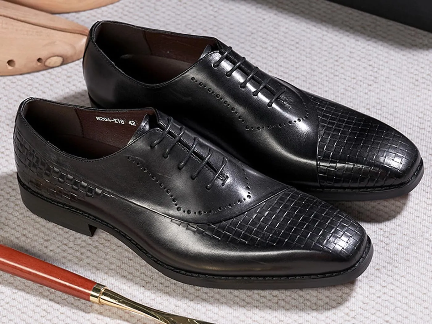 Men's Oxfords Formal Dress Suit Shoes Genunie Leather Wingtips Brogues Woven Pattern Modern Shoes Men's Fashion Prom Wedding Business Causal Derby Comfortable Tuxedo Shoes for Men
