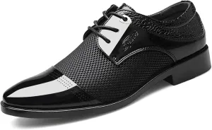 Men's Patent Leather Dress Shoes Casual Oxford Lace-up Shoes Business Formal Shoes Tuxedo Office Shoes for Men